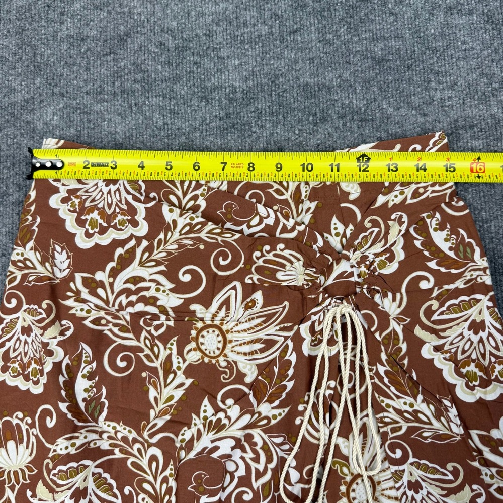 NWT Dokotoo Brown Floral Wrap Skort with Tassel Tie Boho Shorts Beachy Size L - Picture 7 of 8